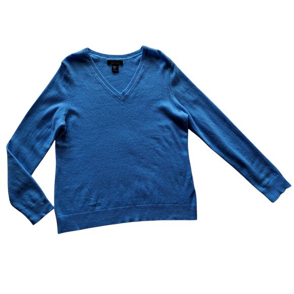 Tahari Women's Blue 100% 2-PLY Cashmere V-Neck Long Sleeve Sweater Size XL - Picture 2 of 11